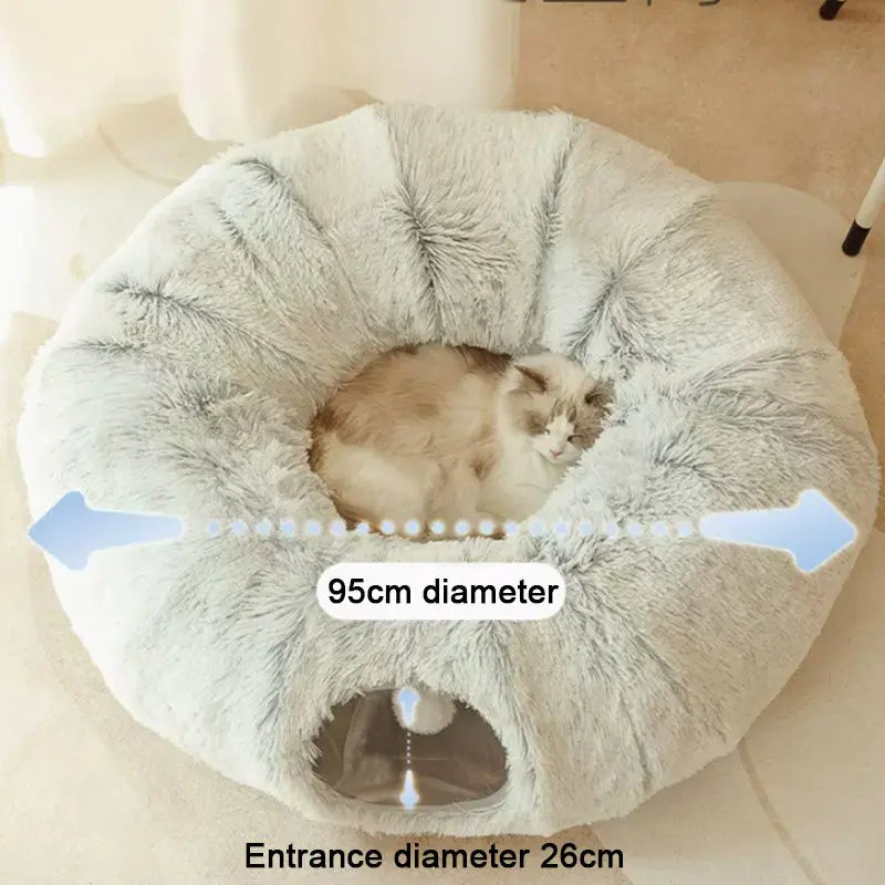 PurrfectHaven Foldable 2-in-1 Round Tunnel Cat Beds - Ultimate Comfort and Play